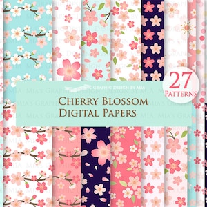 Cherry Blossom, Cherry Blossom Flower, Sakura, Sakura Flower, Spring Flower Digital Paper Pack - Instant Download - DP084