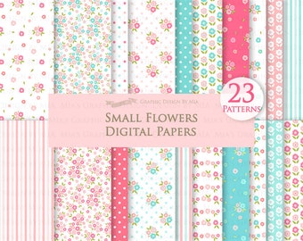 Flower, Small Flowers, Floral, Flower Digital Paper Pack - Instant  Download - DP099