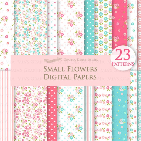 Flower, Small Flowers, Floral, Flower Digital Paper Pack - Instant  Download - DP099