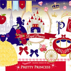 Princess, Princess Dress, Birthday Part, Princess Party, Royal, Snow White, Princess Clip Art Instant Download CA193 image 1