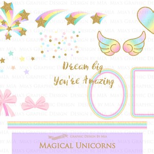 Magical Unicorns, Unicorn Horns, Unicorn faces, Unicorn heads, Gold Glitter Unicorns, Einhorn, Unicorn Clip Art Digital Paper Set image 6