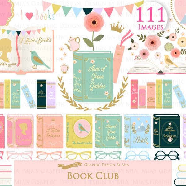 Book, Book Club, I Love Books, Book Collection, Book Day, Open Book, Book Party, Book Clip Art - Instant Instant  Download - CA067