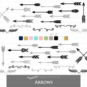 Arrows Gray & Black, Arrows Digital Clip Art - Instant Download - CA046
