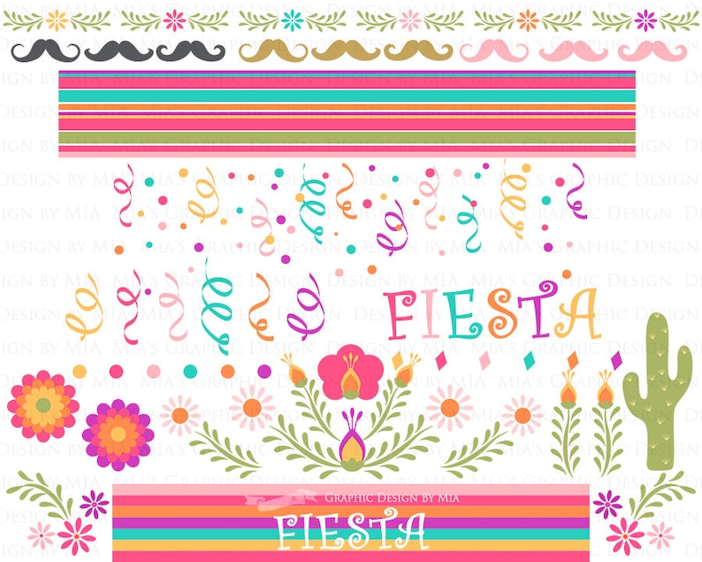 Fiesta Clip Art, Sombrero, Mariachi Guitar, Mexican Hat, Wedding, Maracas, Mexican Party Clip Art Instant Download CA077 image 3