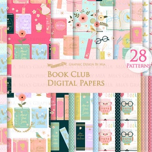 Book, Book Club, I Love Books, Book Collection, Book Day, Open Book, Book Party, Book Digital Paper Pack - Instant Download - DP202