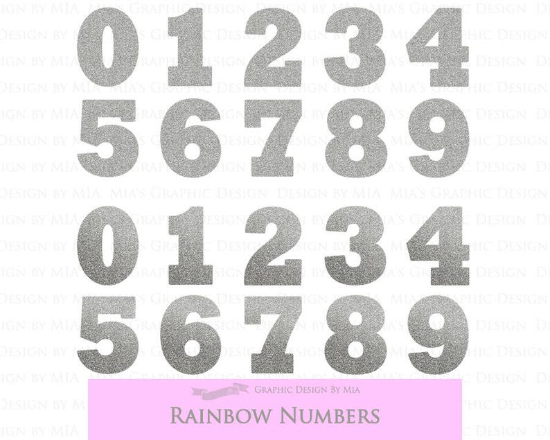 Silver Numbers Silver Glitter Numbers Numbers Clip Art Etsy