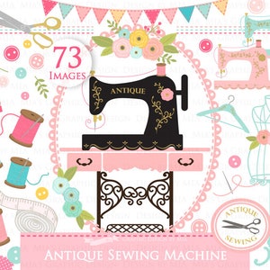 Sewing Clipart, Sewing Machine, Vintage Sewing Machine, Antique Sewing Machine, Sewing Machine Clip Art - Instant Download - CA016