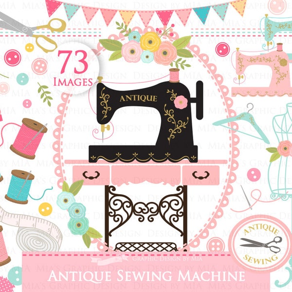 Sewing Clipart, Sewing Machine, Vintage Sewing Machine, Antique Sewing Machine, Sewing Machine Clip Art - Instant Download - CA016