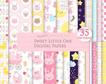 Baby, Baby Shower, Baby Graphic, Baby Digital, Cute Baby, Baby Girl, Baby Pink Digital Paper Pack - Instant  Download - DP093