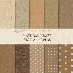 Natural Kraft Digital Paper Pack - Instant Download - DP065