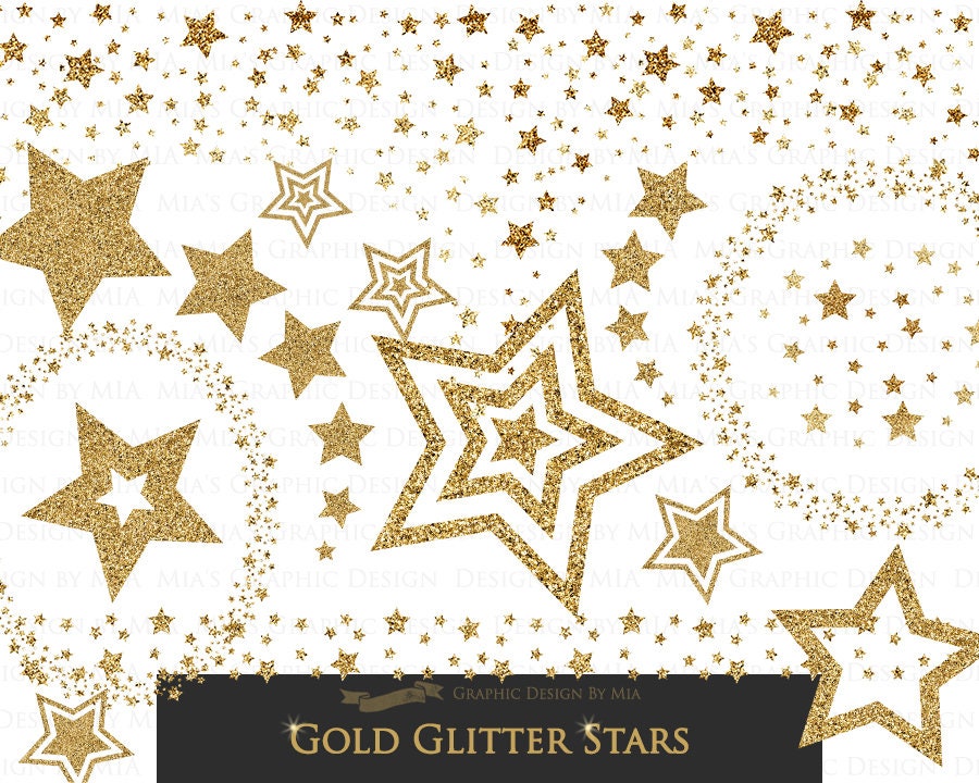 Gold Stars, Gold Glitter, Star Digital, Stars Clip Art Instant