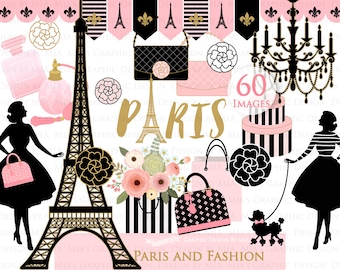 Paris Clip Art / Paris Theme Clip Art / Eiffel Tower Clip Art / Fashion Clip Art - CA064