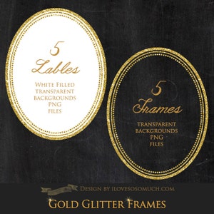 Gold Glitter Frames / Frames and Labels Clip Art Instant Download CA092 image 2