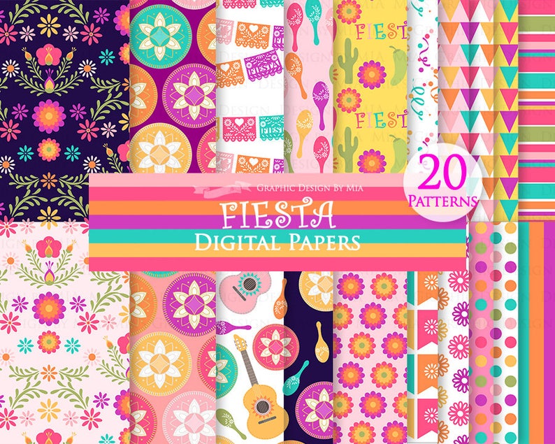 Puede incluir: 20 patrones de papel digital en una variedad de colores y dise&ntilde;os, incluyendo patrones florales, geom&eacute;tricos y de tem&aacute;tica de fiesta. Los patrones son perfectos para manualidades, scrapbooking y otros proyectos creativos.