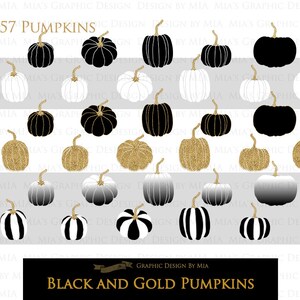 Black and Gold Pumpkins, Pumpkin, Black Pumpkin, Gold Pumpkin, Pumpkin Digital, Pumpkin Clip Art Digital Paper Set image 4