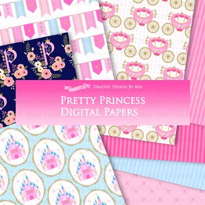 Princess, Princess Dress, Birthday Part, Princess Party, Royal, Pink, Princess Digital Paper Pack Instant Download DP111 image 4