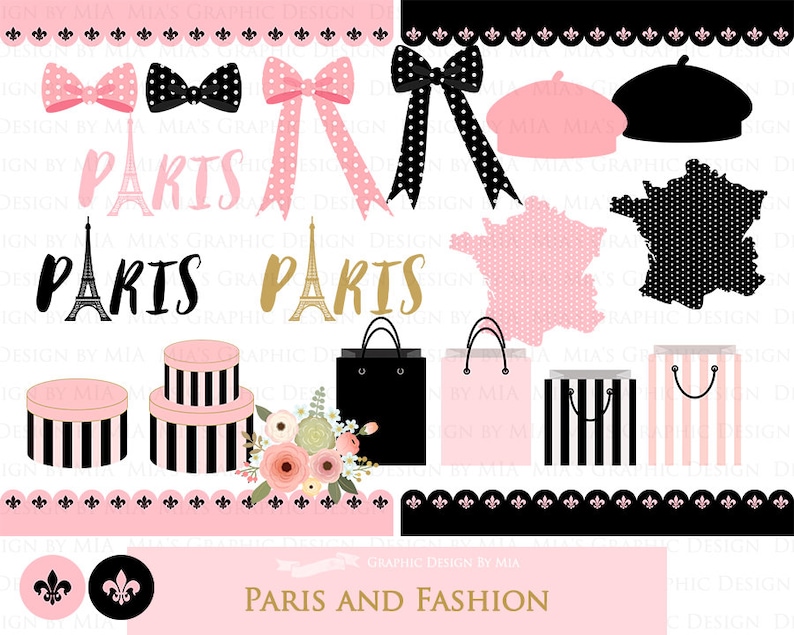 Paris, Fashion Digital Paper, Eiffel Tower, Monogram Bag, Quilted Handbag, Fashion Clip Art Digital Paper Set Instant Download image 5