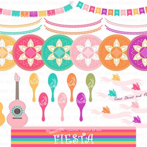 Fiesta Clip Art, Sombrero, Mariachi Guitar, Mexican Hat, Wedding, Maracas, Mexican Party Clip Art Instant Download CA077 image 2