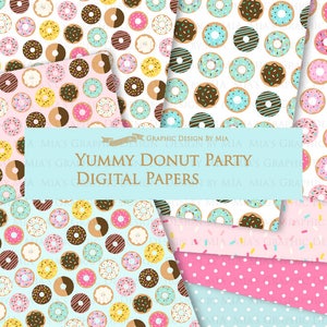 Donut, Yummy Donut Party, Doughnut, Donut Sprinkle Digital Paper Pack Instant Download DP064 image 2