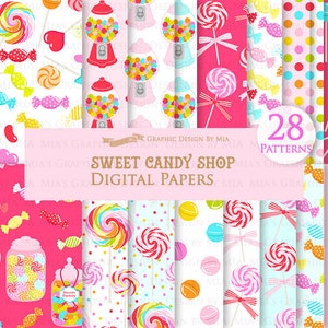 Candy, Sweet Candy, Candy Shop, Candy Store, Candy Digital, Candy Graphics, Candy Jar, Candy Digital Paper Pack - Instant  Download - DP087