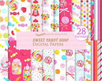 Candy, Sweet Candy, Candy Shop, Candy Store, Candy Digital, Candy Graphics, Candy Jar, Candy Digital Paper Pack - Instant  Download - DP087