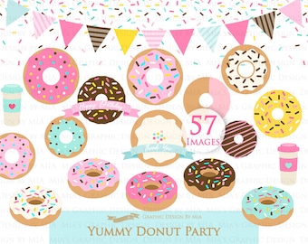 Donut, Yummy Donut Party, Doughnut, Donut Sprinkle Clip Art - Instant Download - CA013