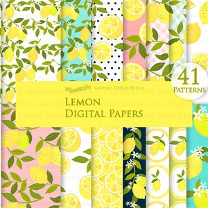 Lemon, Lemon Patterns, Lemon Digital, Lemon Digital Paper Pack - Instant Download - DP211