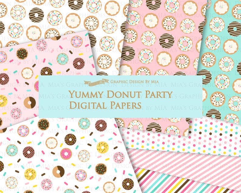 Donut, Yummy Donut Party, Doughnut, Donut Sprinkle Digital Paper Pack Instant Download DP064 image 3