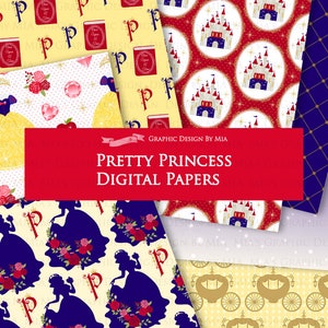 Princess, Princess Dress, Birthday Part, Princess Party, Royal, Snow White, Princess Digital Paper Pack Instant Download DP199 image 3