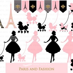 Paris, Fashion Digital Paper, Eiffel Tower, Monogram Bag, Quilted Handbag, Fashion Clip Art Digital Paper Set Instant Download image 3