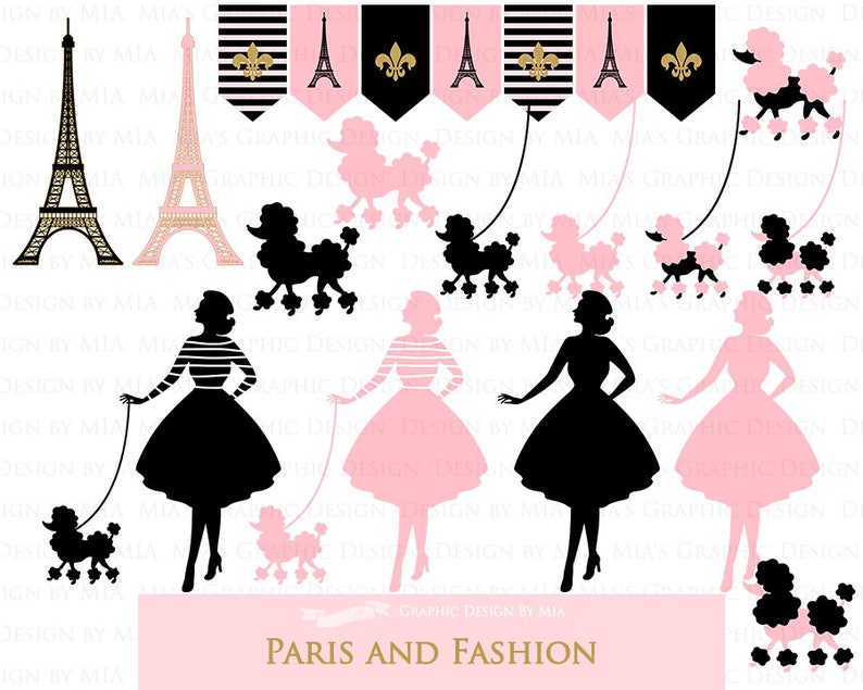 Paris, Fashion Digital Paper, Eiffel Tower, Monogram Bag, Quilted Handbag, Fashion Clip Art Digital Paper Set Instant Download image 3