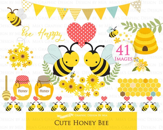 Cute Bee, Bee, Honey Bee, Beehive Clip Art - Instant Download - CA035 Il_570xn