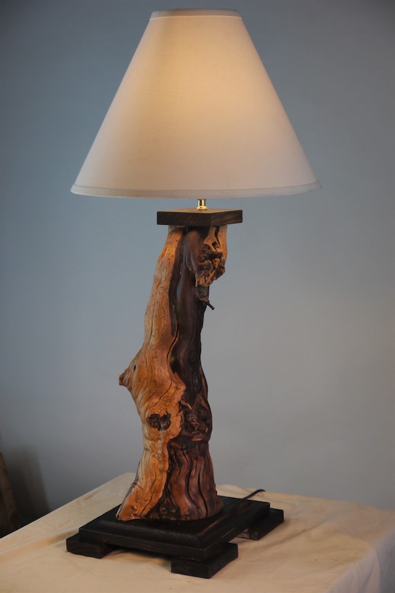 Rustic Table Lamp Wood Table lamp Rustic Lodge furniture Etsy
