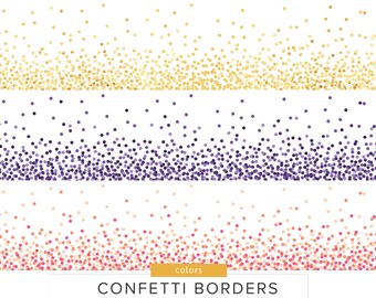 Confetti Borders / Vector and PNG / Rainbow Colors Gold Silver Round Party Confetti Sprinkles Glitters Clipart Decoration / Digital Download