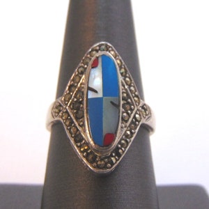 Womens Vintage Estate Sterling Silver Southwestern, Native American Zuni Ring 5.4g E1581 image 1