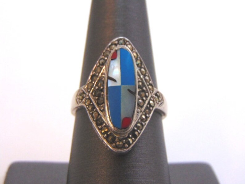Womens Vintage Estate Sterling Silver Southwestern, Native American Zuni Ring 5.4g E1581 image 1