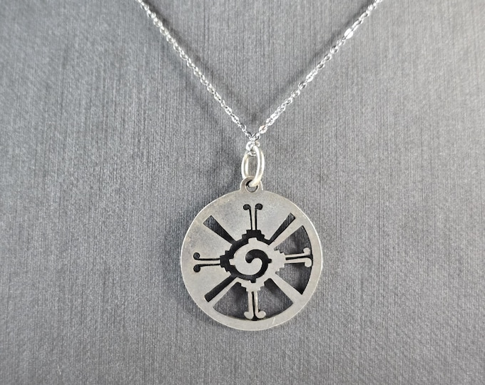 Womens Sterling Silver Hunab Ku Inca Mayan Pendant Necklace 6.4g E1434