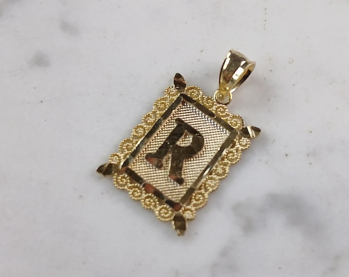 Womens Sterling Silver Gold Tone Initial Letter " R " Pendant 1.3g E7258
