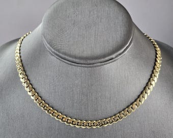 Vintage Estate 14K Yellow Gold Cuban Link Chain CZ Necklace 15.8g E6848