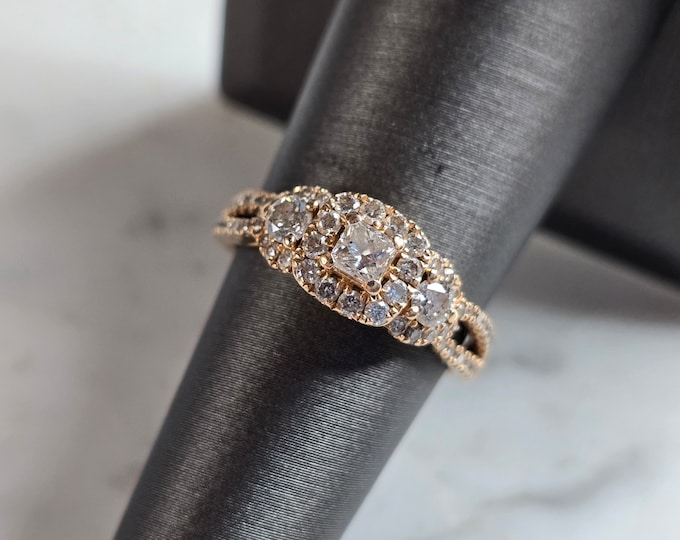 Exquisite Womens Vintage Estate 14K Rose Gold Diamond Ring 3.8g E6167