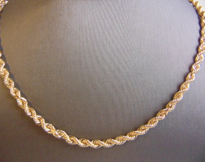Heavy Vintage Estate 14K Yellow Gold  Rope Necklace 27.1g E3370