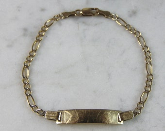 Kids Vintage Estate 14k Yellow Gold Chain Link ID Bracelet 2.7g E925