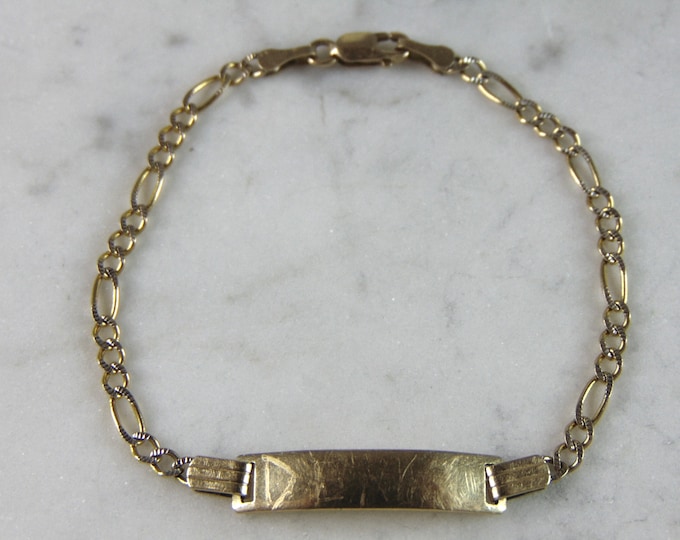 Kids Vintage Estate 14k Yellow Gold Chain Link ID Bracelet 2.7g E925