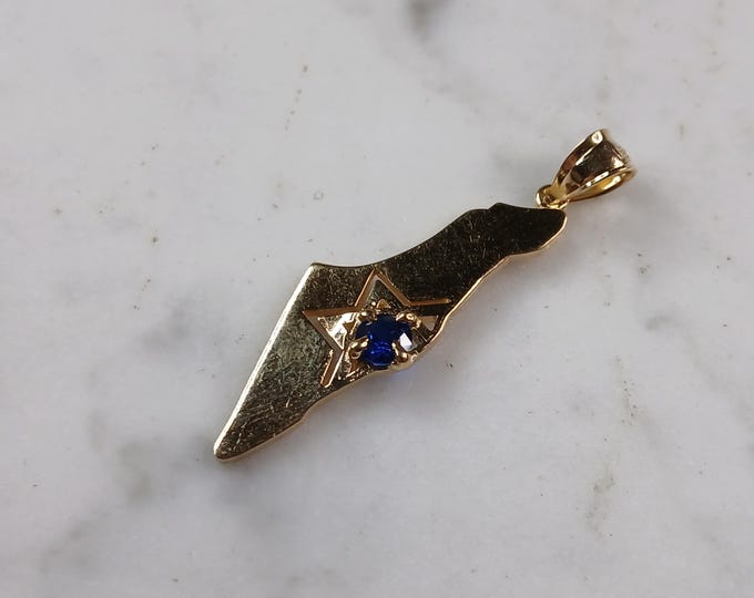 Sterling Silver Gold Tone Jewish Judaica Star of David Israel Pendant 3.0g E3966