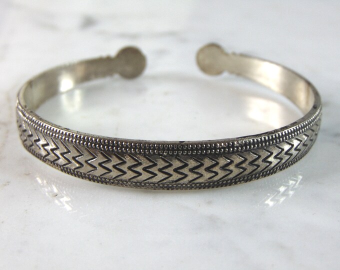 Womens Vintage Estate Sterling Silver Modernist Cuff Bracelet 17.5g E5069