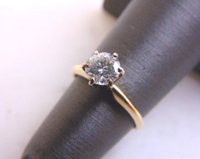 Womens Vintage Estate 14k Gold Solitaire Diamond Ring 1.8g E2486