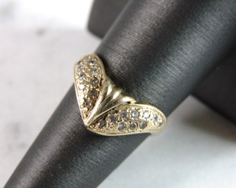 Womens Vintage Estate 14K Yellow Gold CZ Ring 3.6g E2425