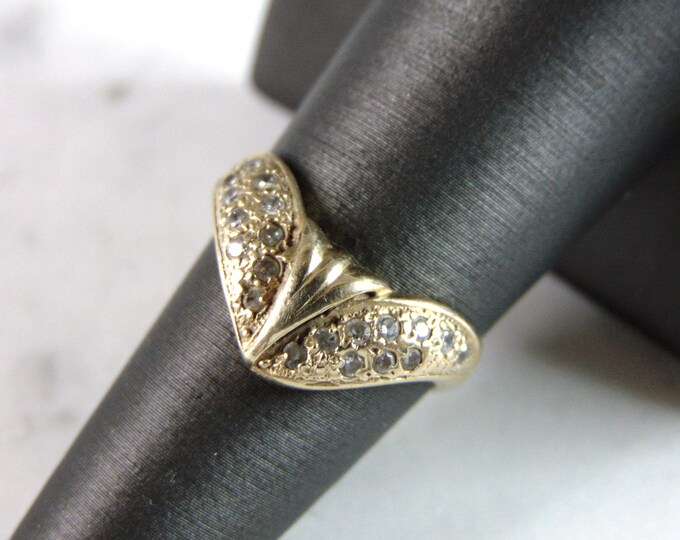 Womens Vintage Estate 14K Yellow Gold CZ Ring 3.6g E2425