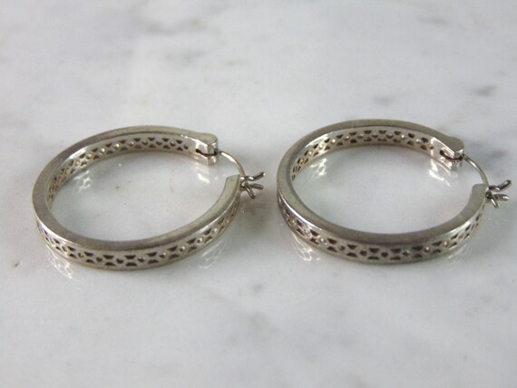 Womens Vintage Estate Sterling Silver CZ Hoop Earrings 5.5g