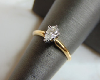 Womens Vintage Estate 14K Yellow Gold CZ Stone Ring 2.2g E5342